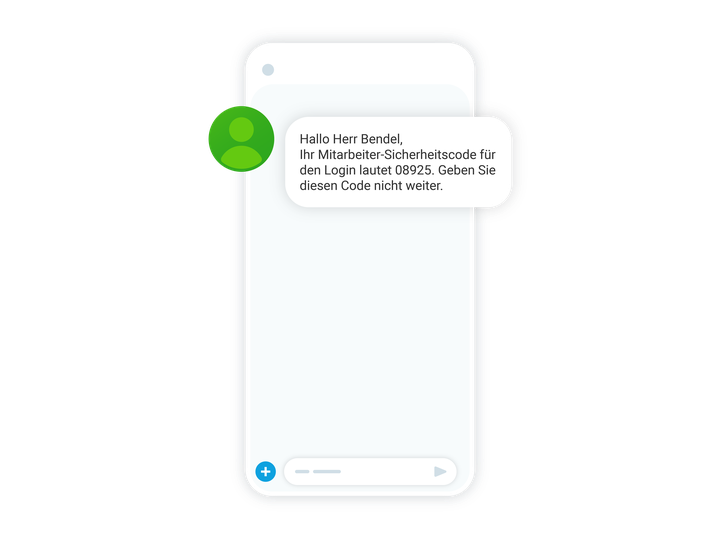 Mobiltelefon mit einer Nachricht mit einem Sicherheitscode für Mitarbeiter in der Energiewirtschaft..