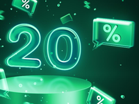 Example of WhatsApp Business API template message featuring a 20% discount promotion and call-to-action link.