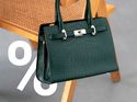 Image of a WhatsApp Business messaging carousel mockup featuring a leather handbags promotion with rich media and discount offer, illustrating WhatsApp Business API marketing campaigns designed to increase engagement and conversions