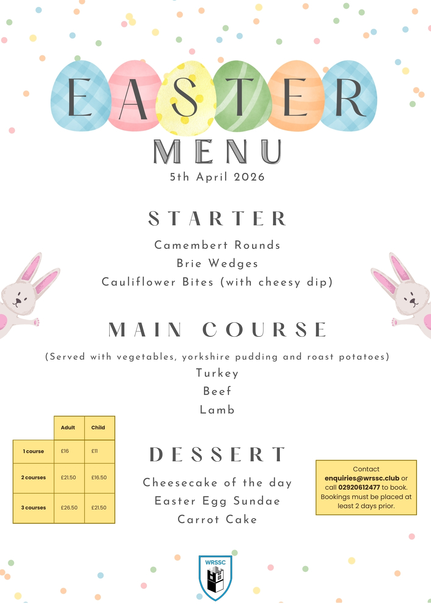 Easter menu