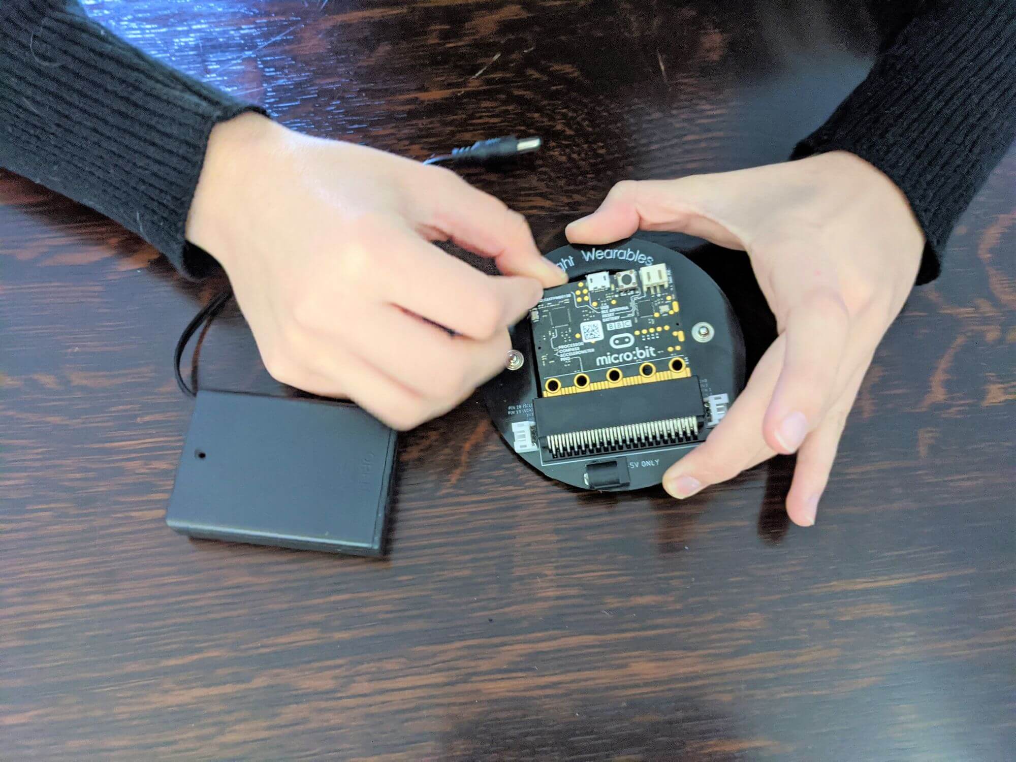 Though more costly to manufacture, the 80-pin micro:bit connector makes it easy to connect the micro:bit to the BrightBoard