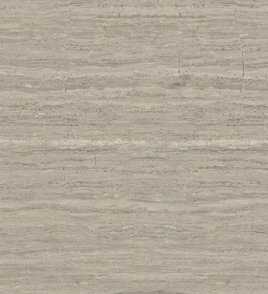 Close-up of a textured, light grey stone surface with subtle horizontal striations and a natural, rough appearance.