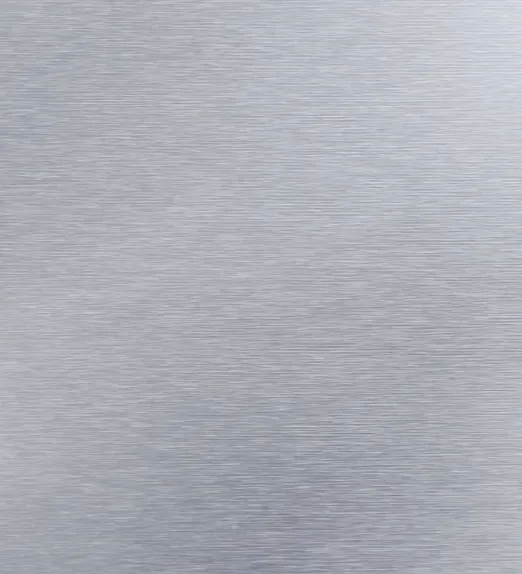 Brushed metal texture with horizontal lines, displaying a sleek and uniform silver-gray appearance.