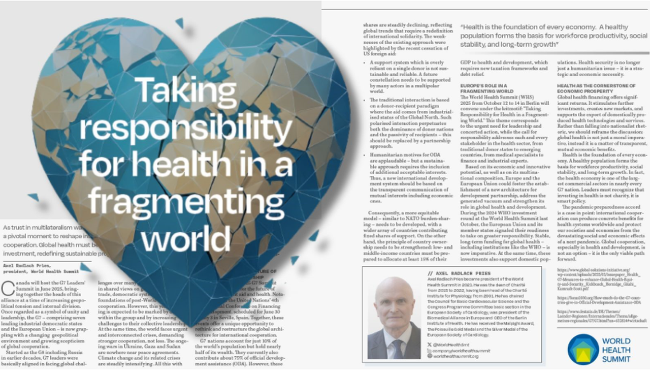 G7 Summit Canada: Opinion Piece "Taking Responsibility for Health in a Fragmenting World"
