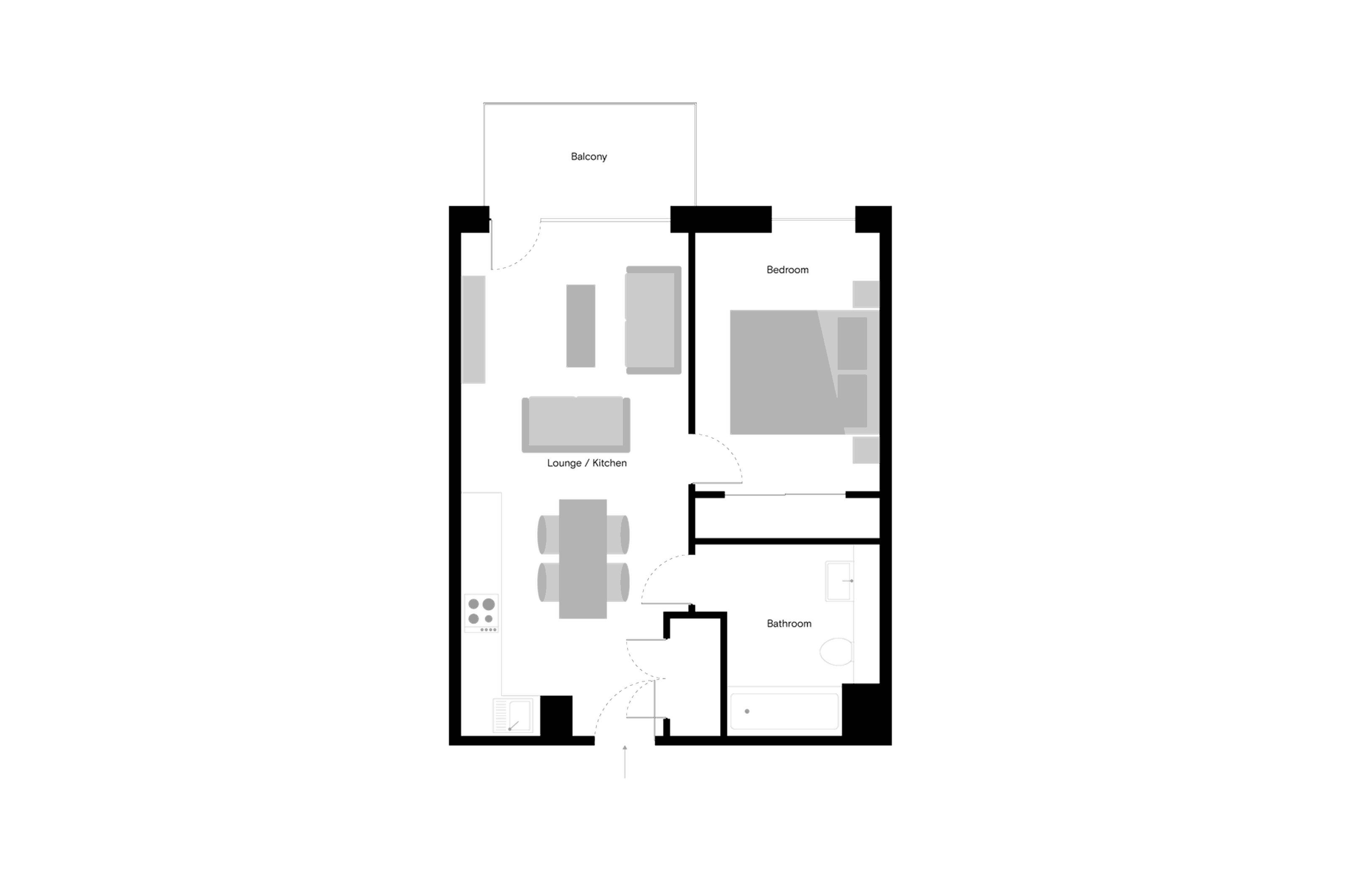 The Kell - 1 Bed - Floorplan