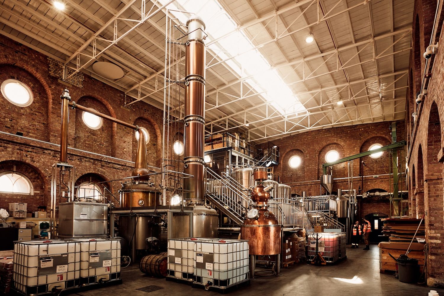 Copper chimney in distillery