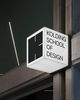 A light box with the Kolding School of Design logo