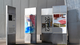 Four freestanding metal pillars with Kolding Design School posters attached