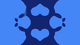 Abstract blue and dark blue pattern with symmetrical heart shapes and rounded forms on a bright blue background.