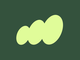 Three overlapping, lime green ovals form a cloud-like shape against a dark green background.