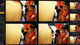 A screen showcasing a photo editing software, with multiple images of a woman dressed for a celebration in red.