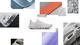 A purple cleat, followed by different products including sportswear with different colors and variations