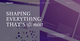 Website landing page with "Shaping Everything That's Next" text and Manyone logo. Features menu and purple overlay with design consultancy details.