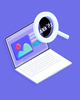 An illustration of laptop with a magnifying glass in front