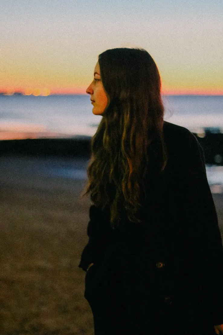 Portrait Sunset Beach Woman Onfilm