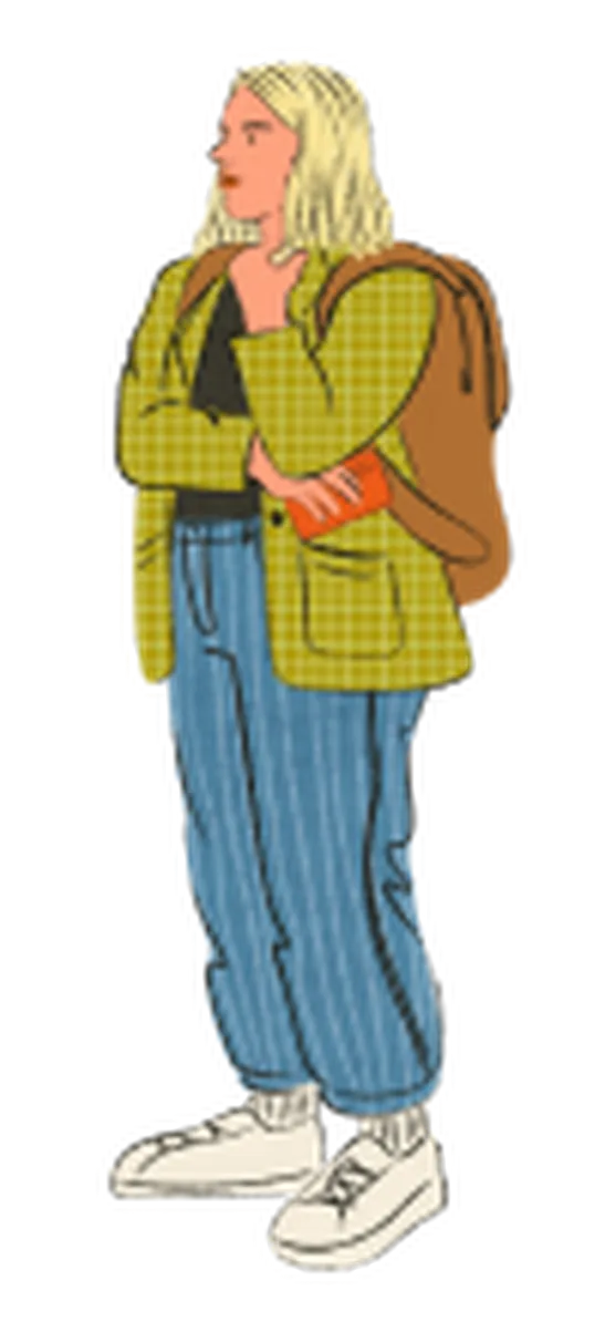 Illustration girl yellow jacket