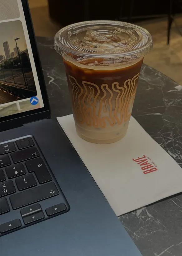 having coffee