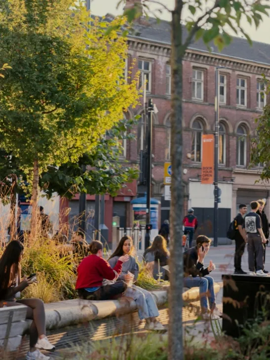 Students resting on campus