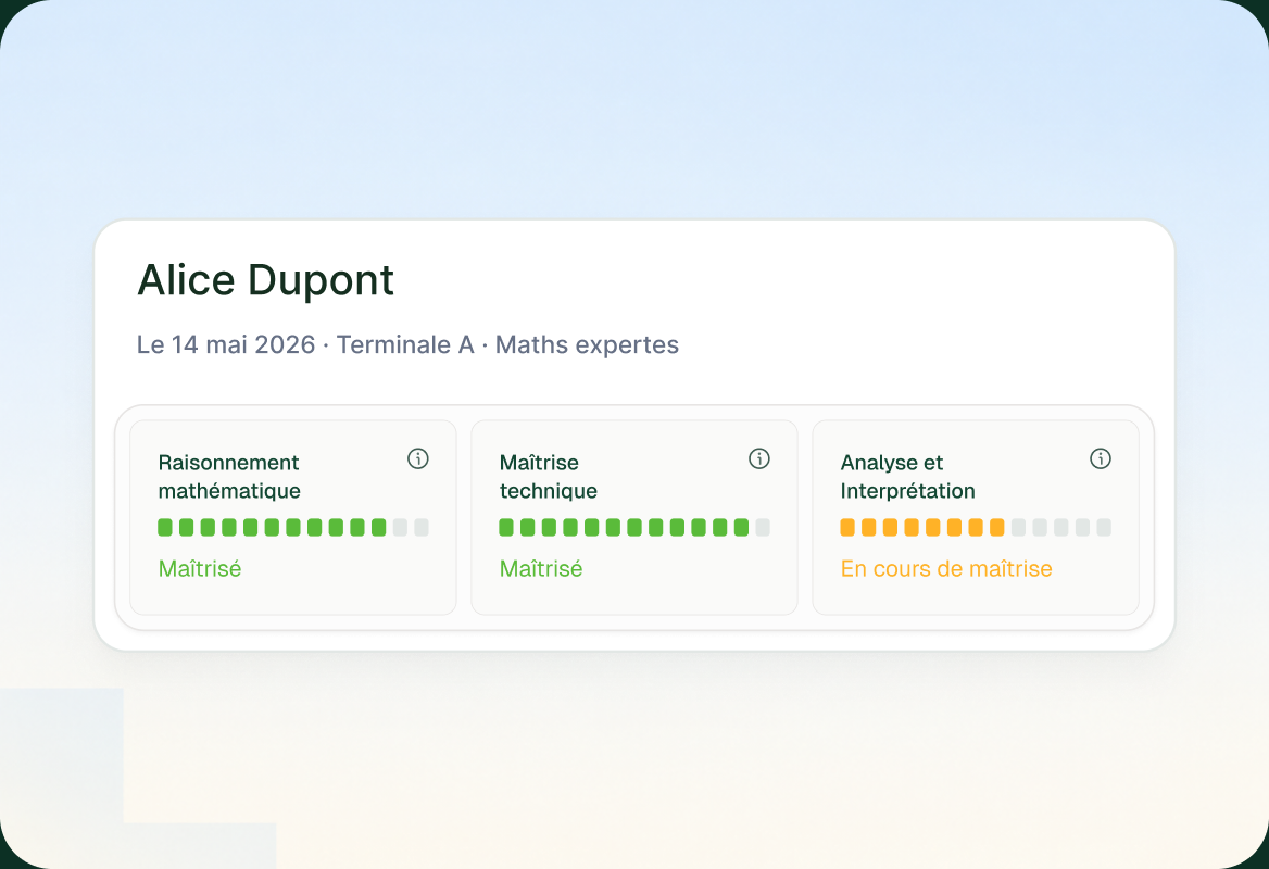 Interface Examino : Évaluation par compétences