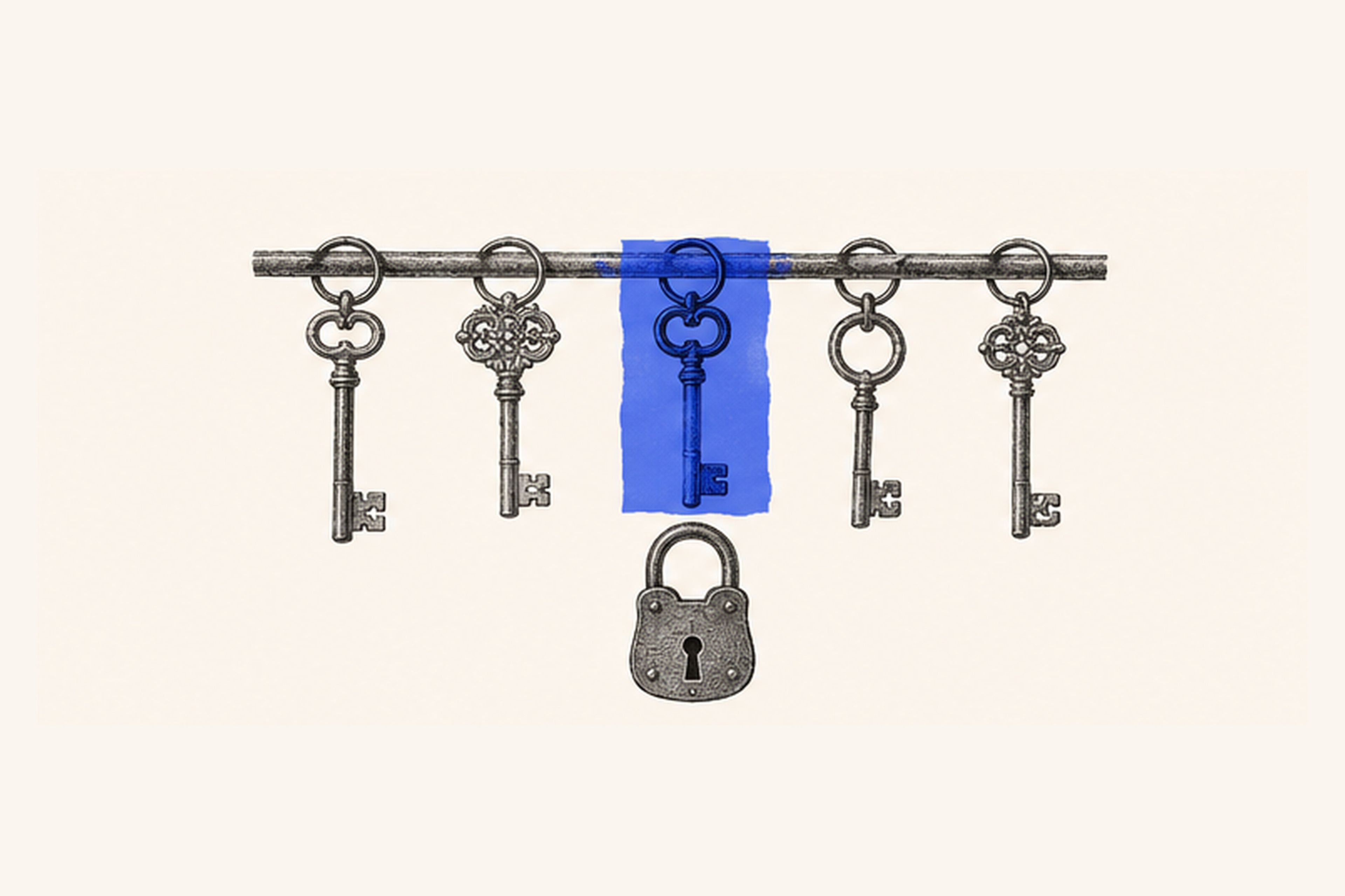 Trousseau de clés anciennes et cadenas, symbole des clés de la réussite scolaire