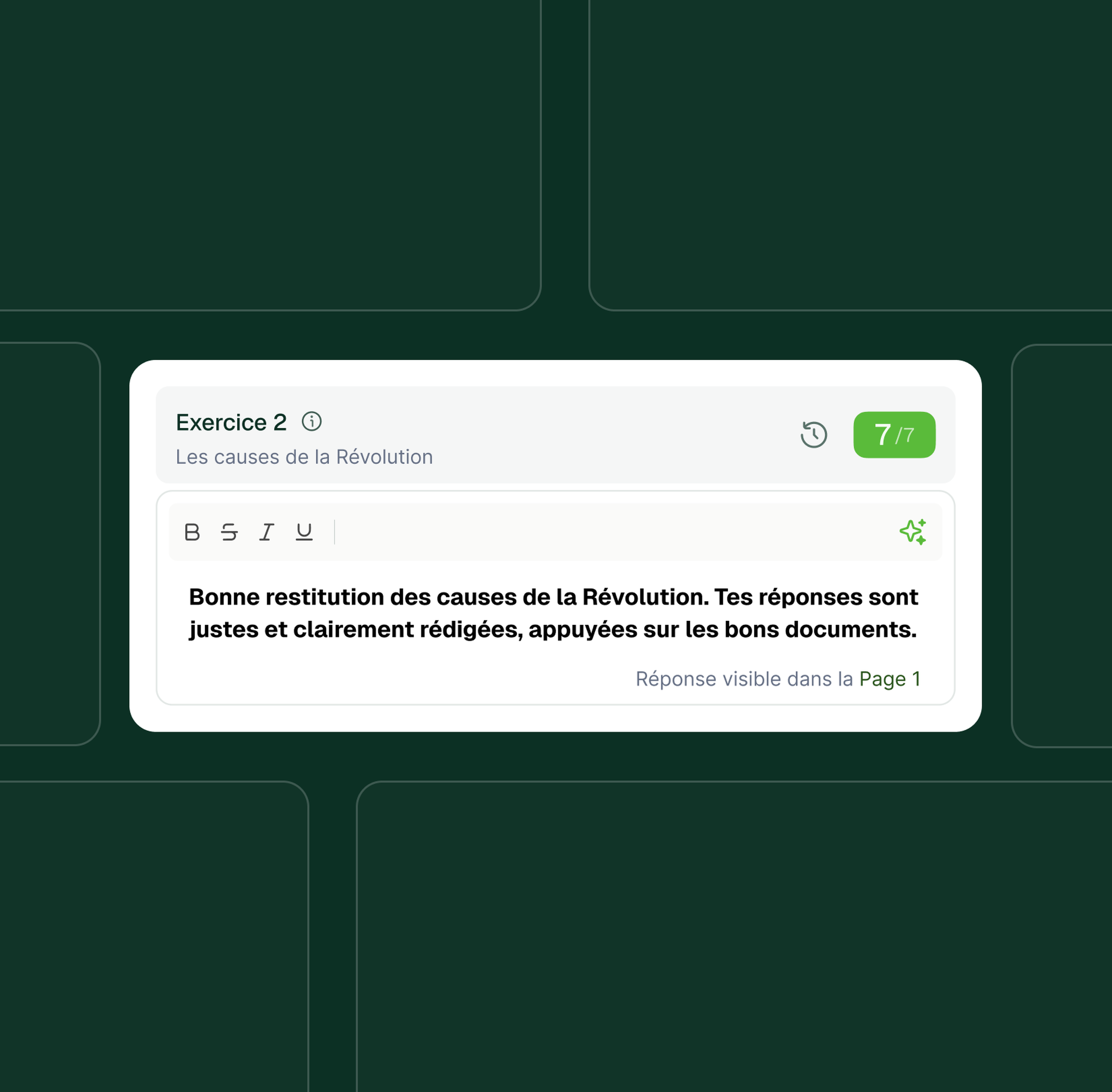Commentaire proposé par Examino pour un exercice, avec la note attribuée, à relire avant envoi aux élèves
