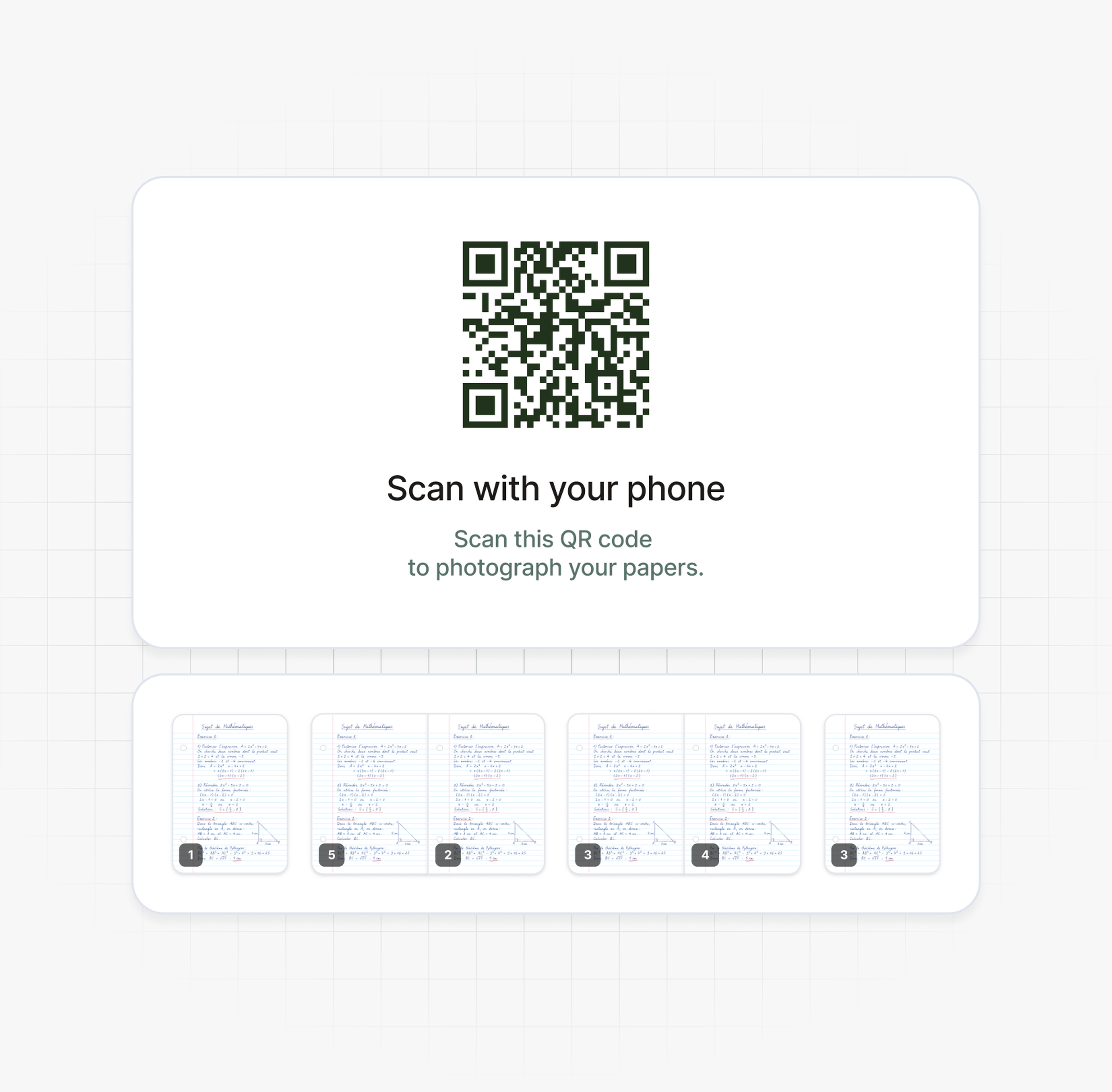 Students scan their lab pages with a phone through a QR code