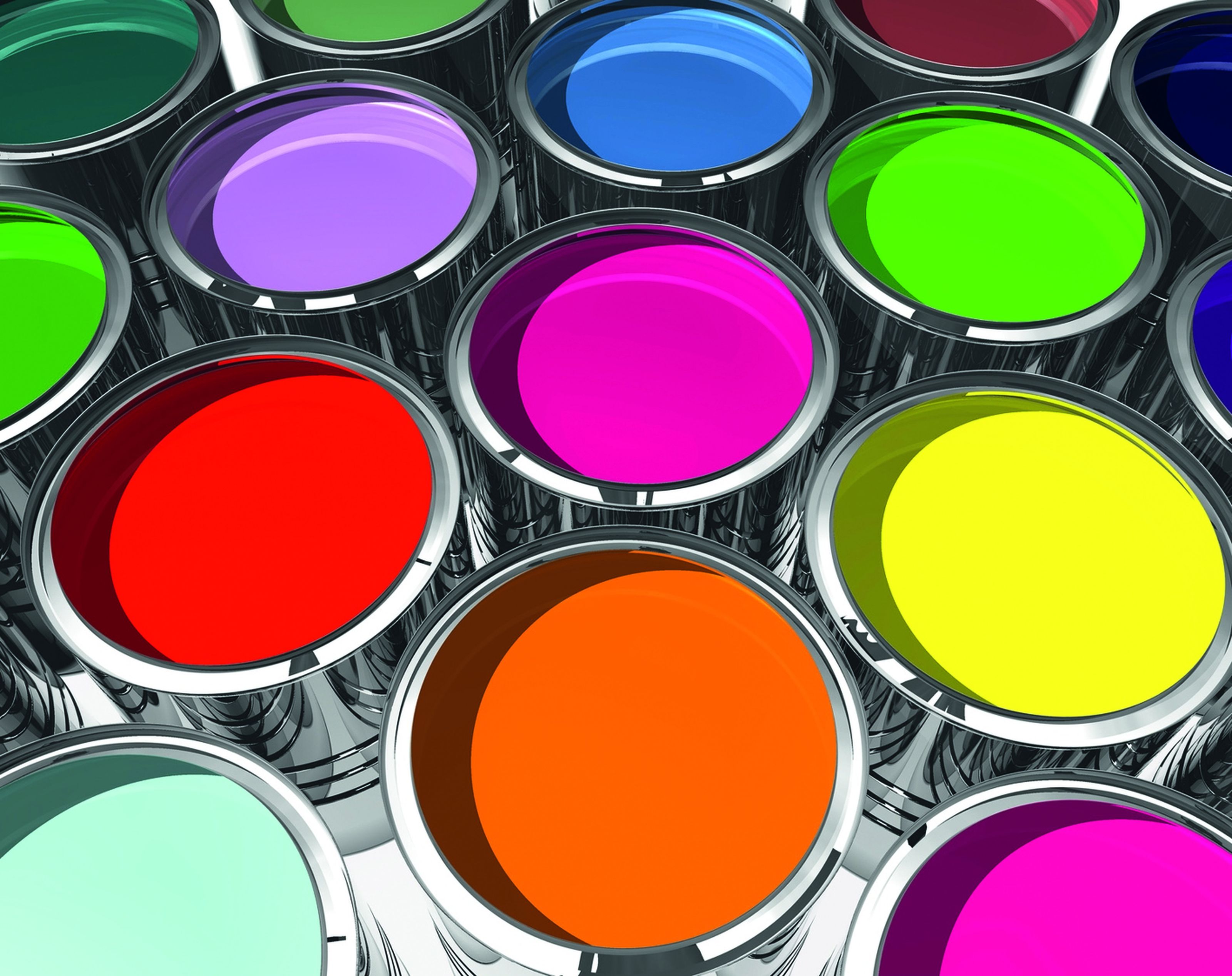 Shows cans with colored paints