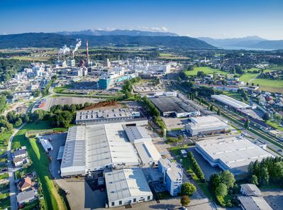 picture which shows a drone shoot of Lenzing site