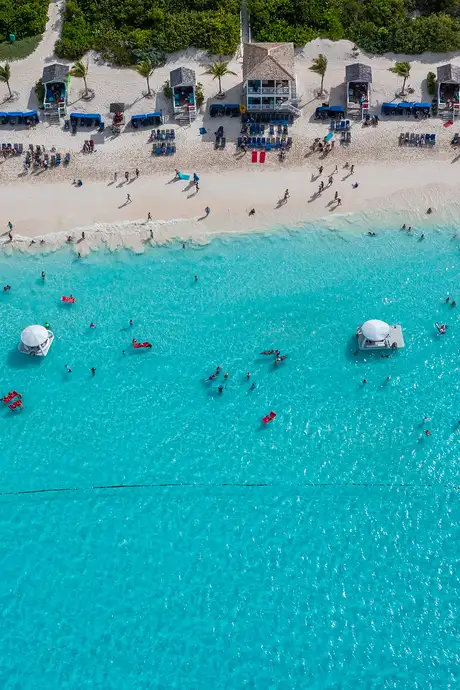An Aerial view of Half Moon Cays Beach