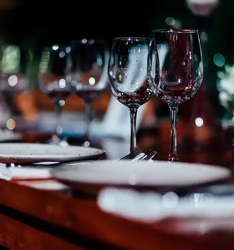 Clean Wine glasses and plates