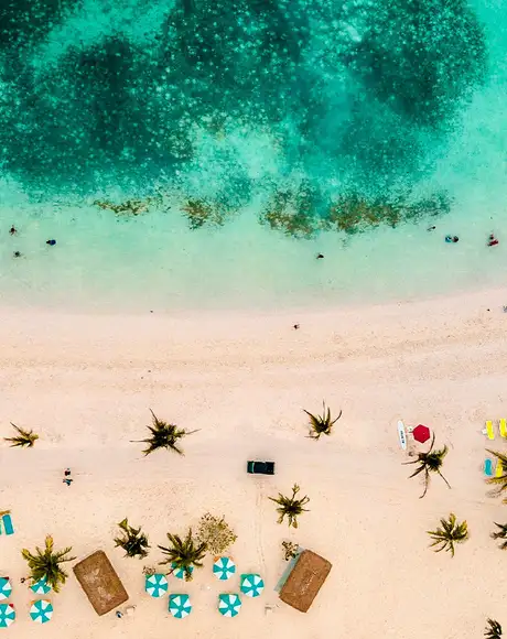 A topdown image of a beach in Key West, Florida