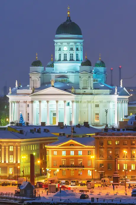 A view of Helsinki at night