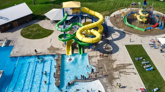 A Waterslide and a pool