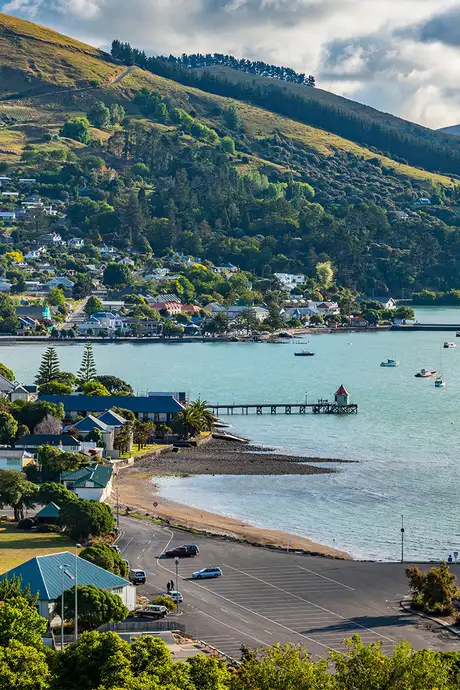 A view of the coast of Akaroa in New Zealand