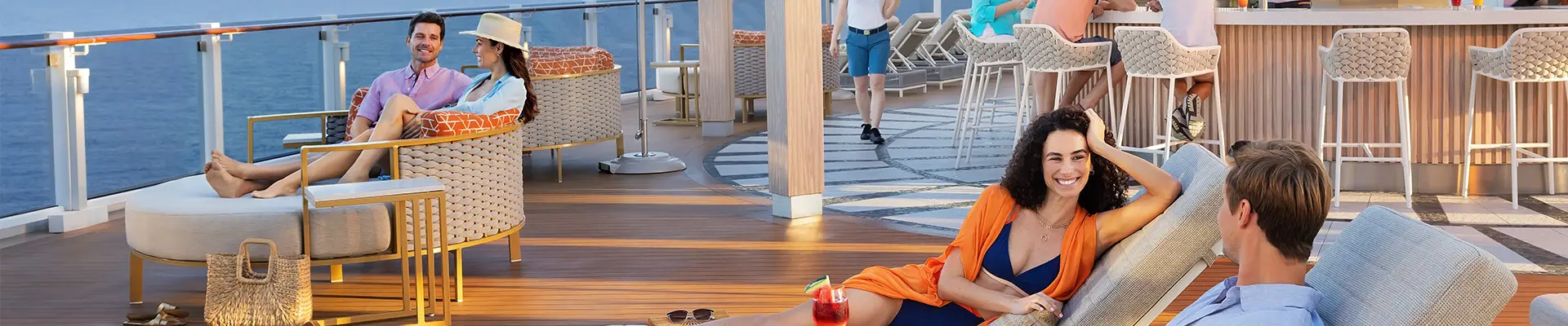 People relaxing at the sundeck of an NCL ship