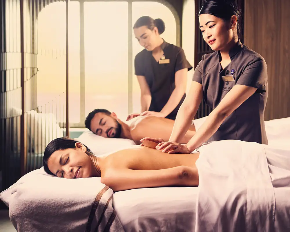 A couple at a spa on P&O cruise ships