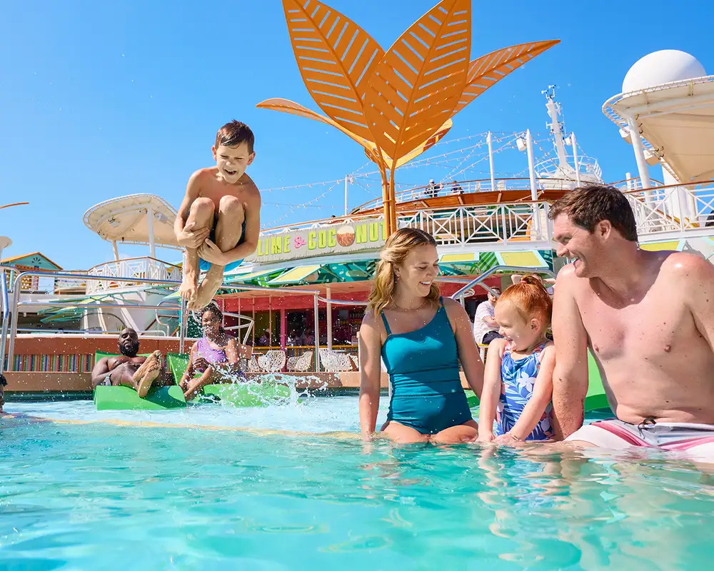 A Family playing in a pool on Cococay