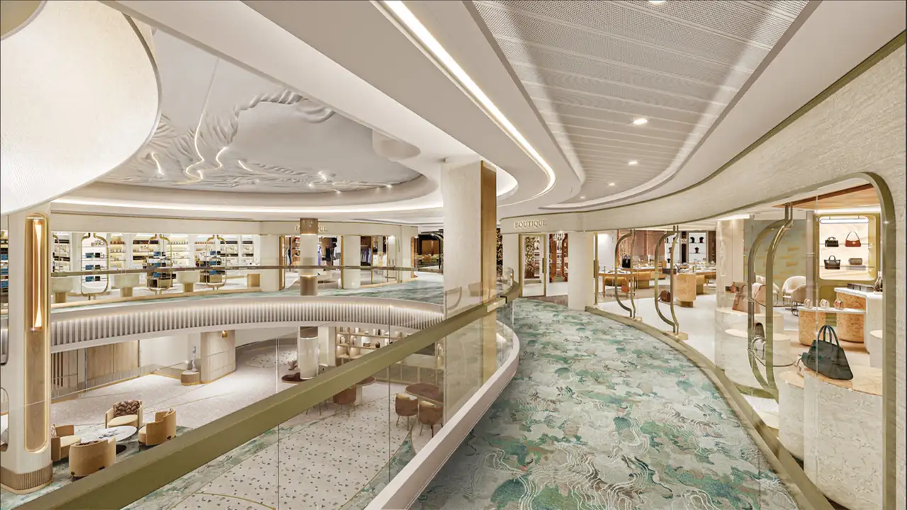 A View of the Upper Levels of the Atrium aboard the Oceania Sonata