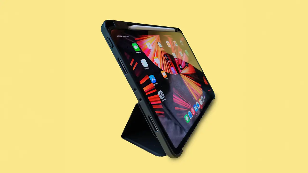 A Tablet on a Yellow Background
