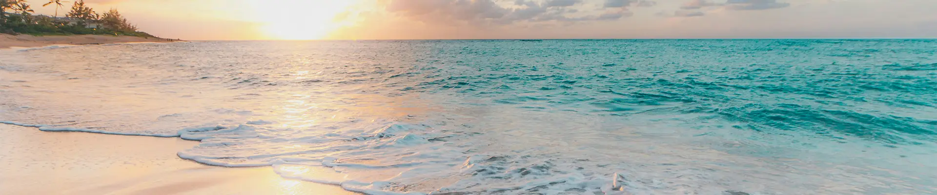 In image of a beach at sunset