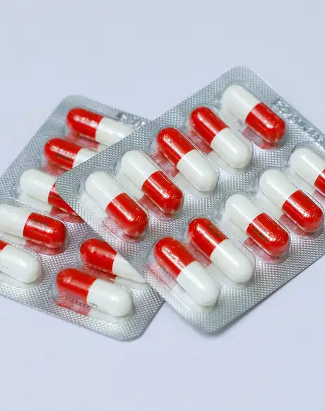 Packaged Red and White Pills