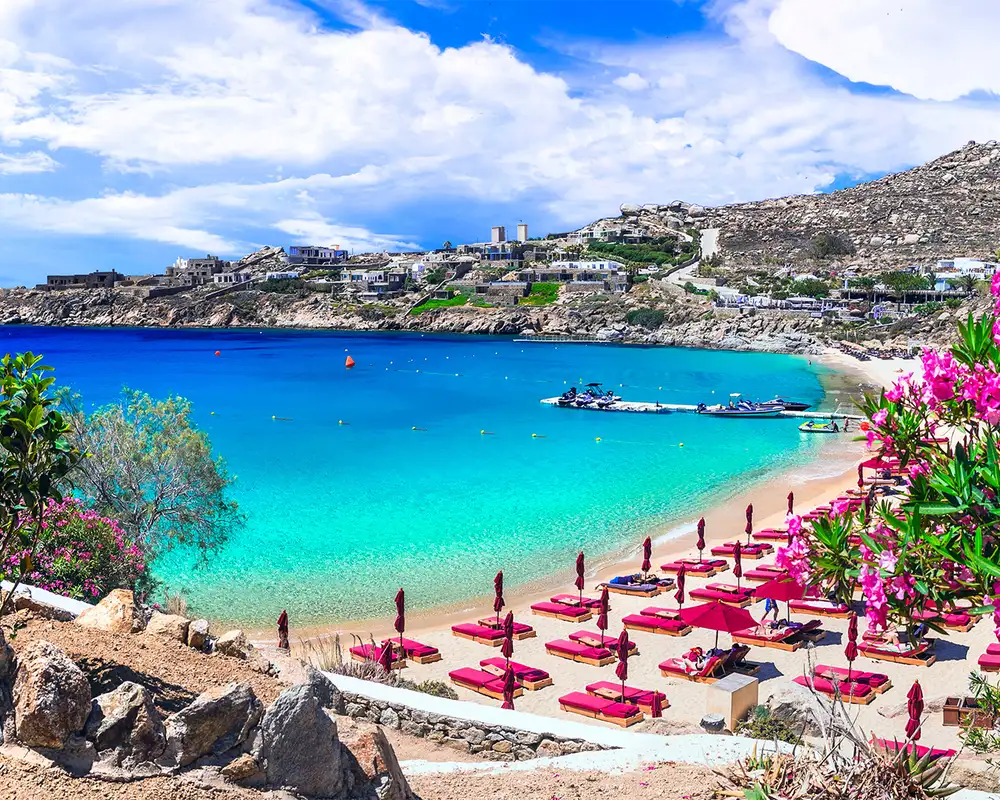 A View of a Beach in Mykonos, Greece