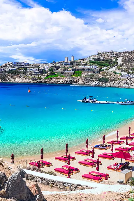 A View of a Beach in Mykonos, Greece