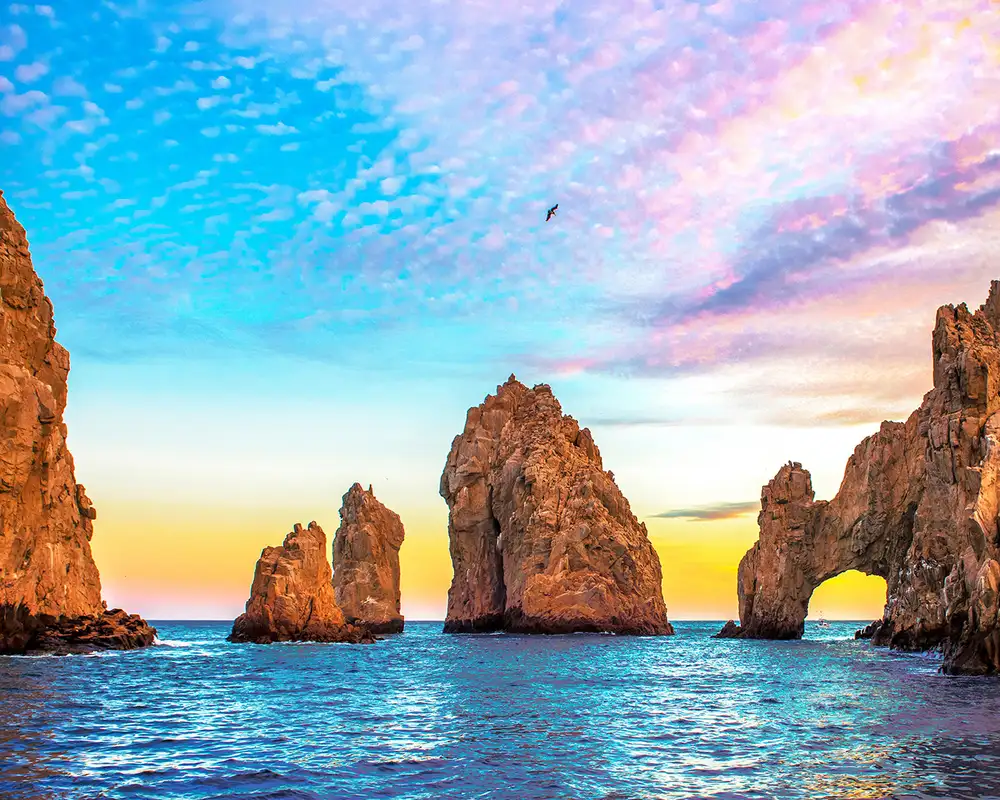 A View of Rocky Cliffs off the coast of Cabo San Lucas, Mexico