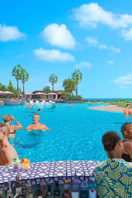 The swim up bar in Pearl Cove on Celebration Key