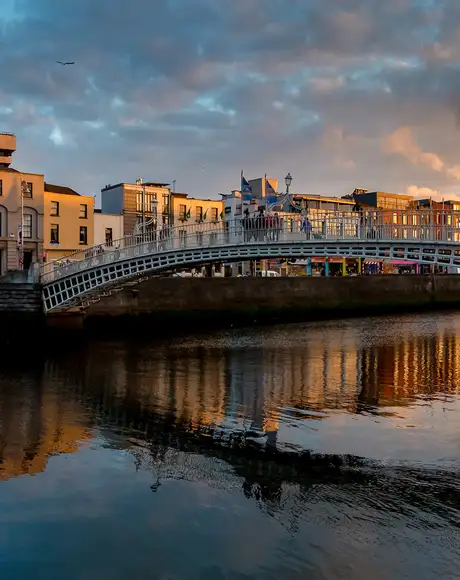 Ha'penny Bridge of the River Liffey in Dublin, Ireland