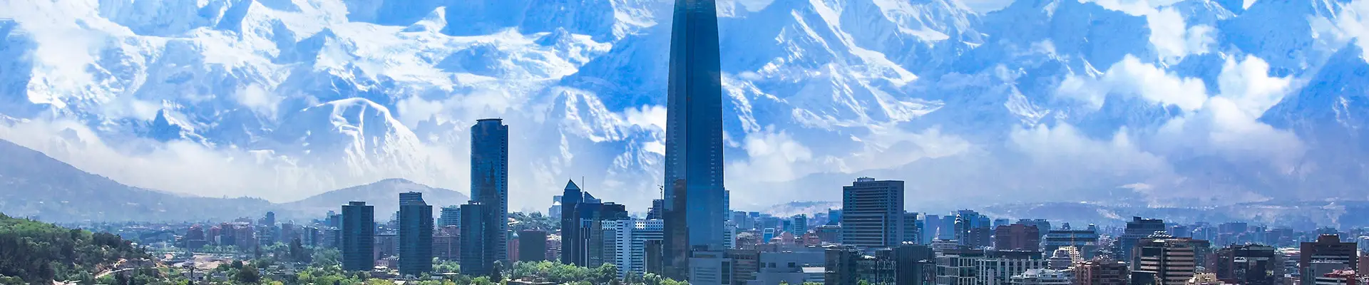 A view of Santiago, Chile with a mountain range in the background