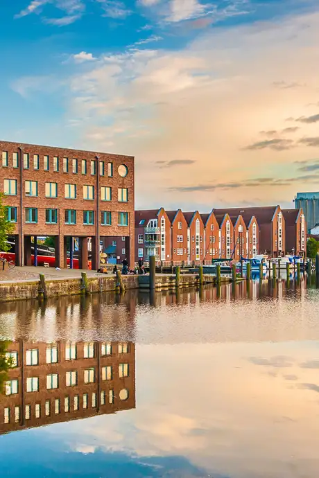 A view of a river running through Kiel, Germany