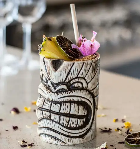 A Drink in a Tiki Cup