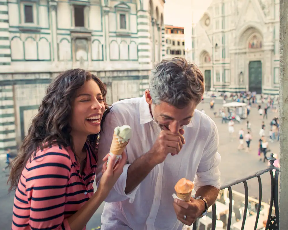 A Couple enjoying Ice Cream in Florence, Italy on a Celebrity Holiday